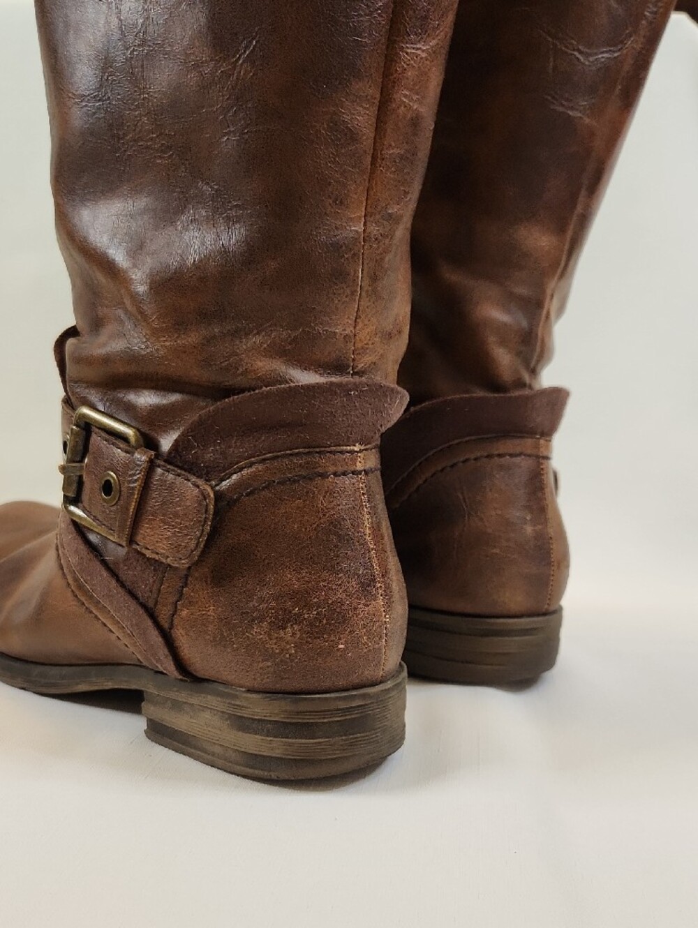 Wide Shaft Naturalizer Brown Mid-Calf Moto Boots - Picture 6 of 9